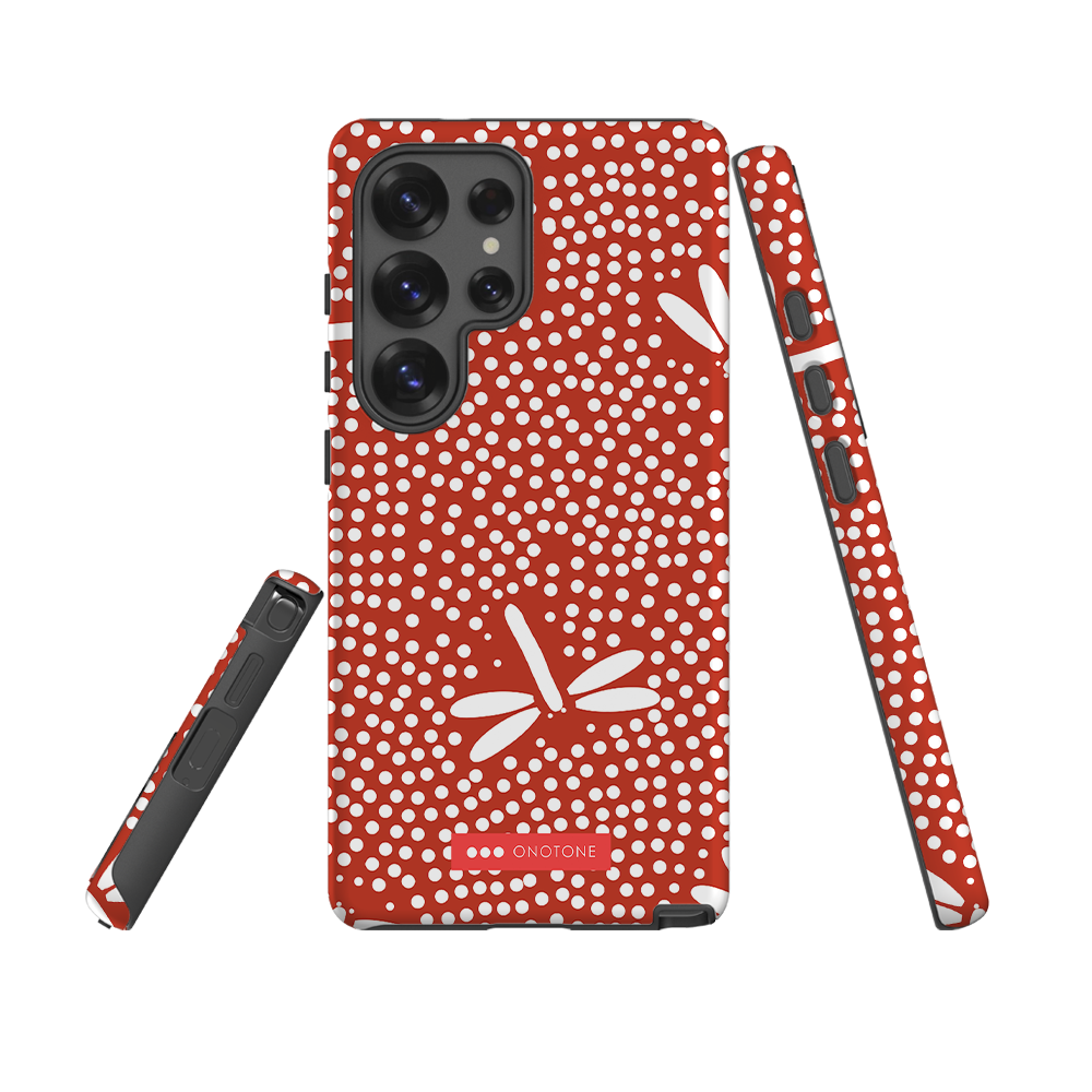Red Japanese Indigo Samsung® Galaxy Phone Case Dragonfly Patterns