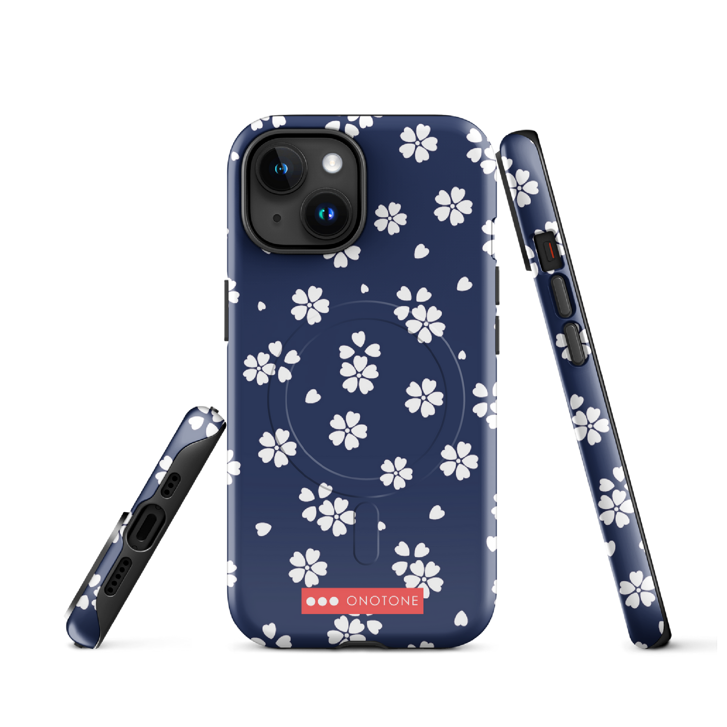 Japanese design indigo iPhone® Case with blue sakura patterns