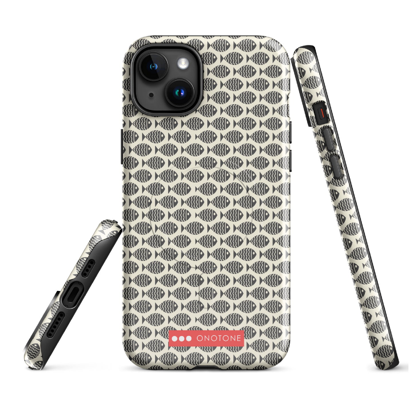 Japanese design indigo iPhone® Case with fish patterns