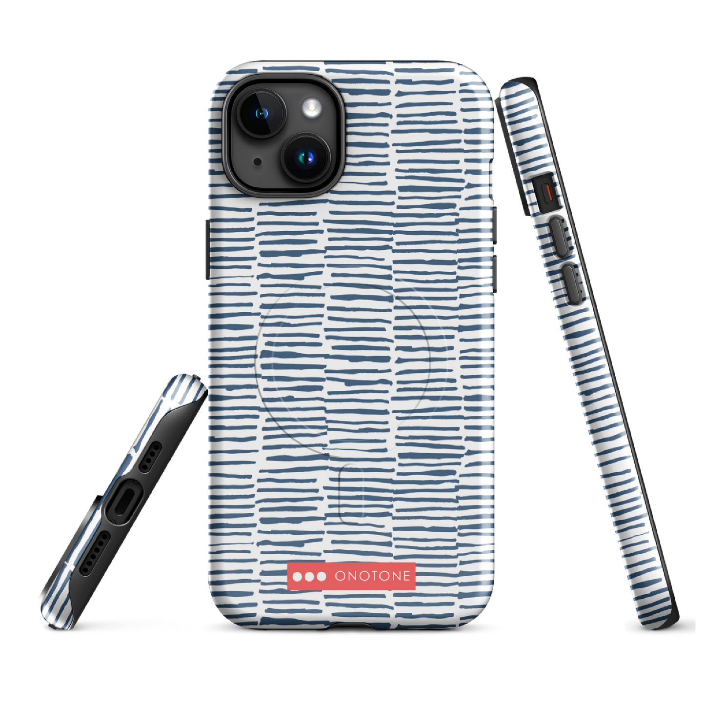 Japanese design indigo iPhone® Case with blue lines (IND-029)