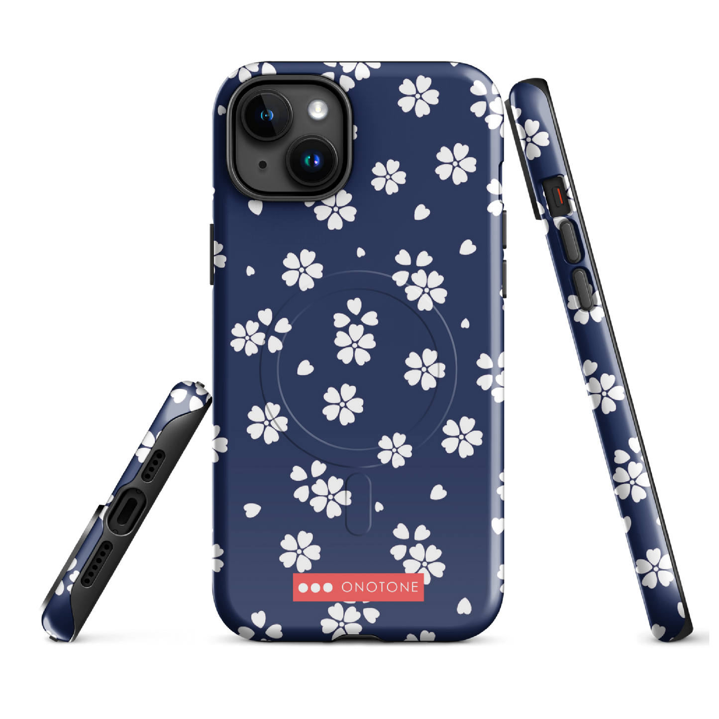 Japanese design indigo iPhone® Case with blue sakura patterns