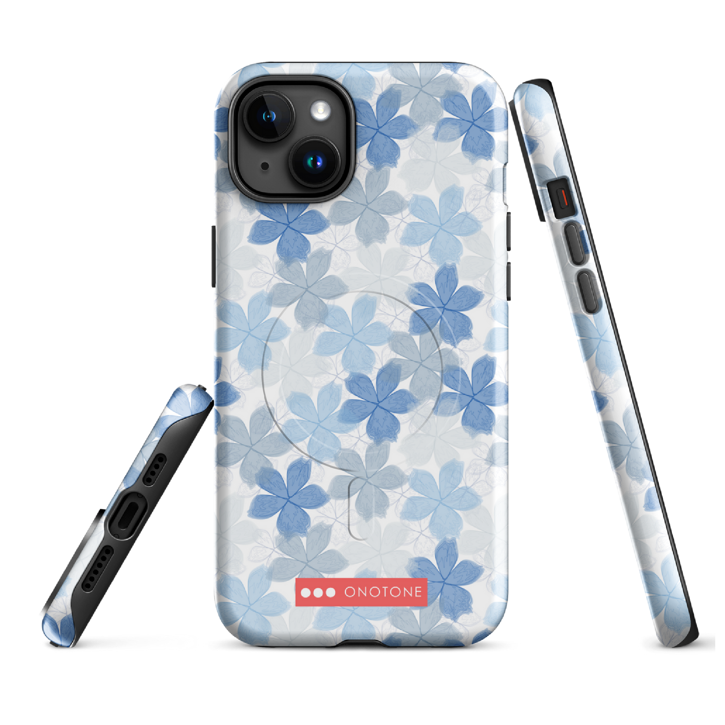 Japanese design indigo iPhone® Case with floral patterns