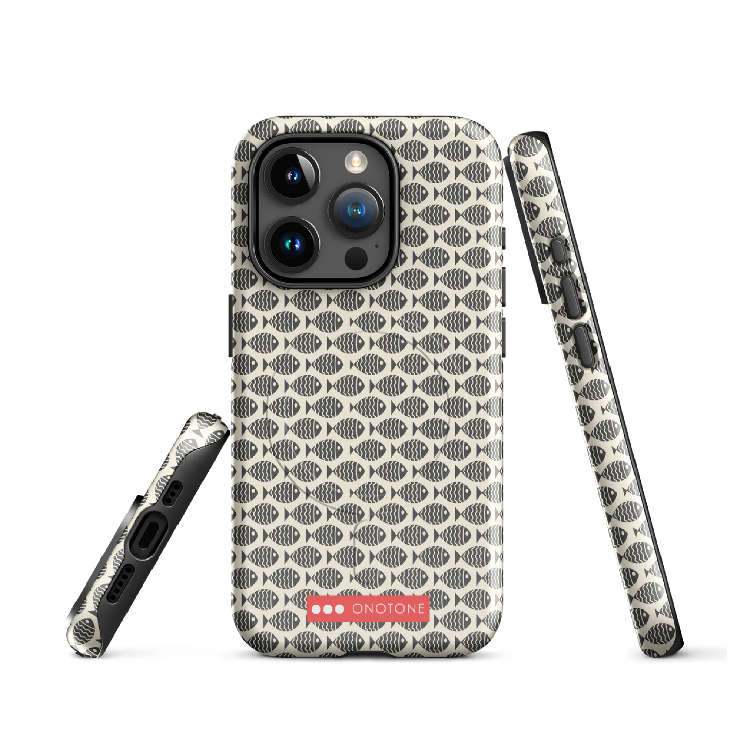 Japanese design indigo iPhone® Case with fish patterns