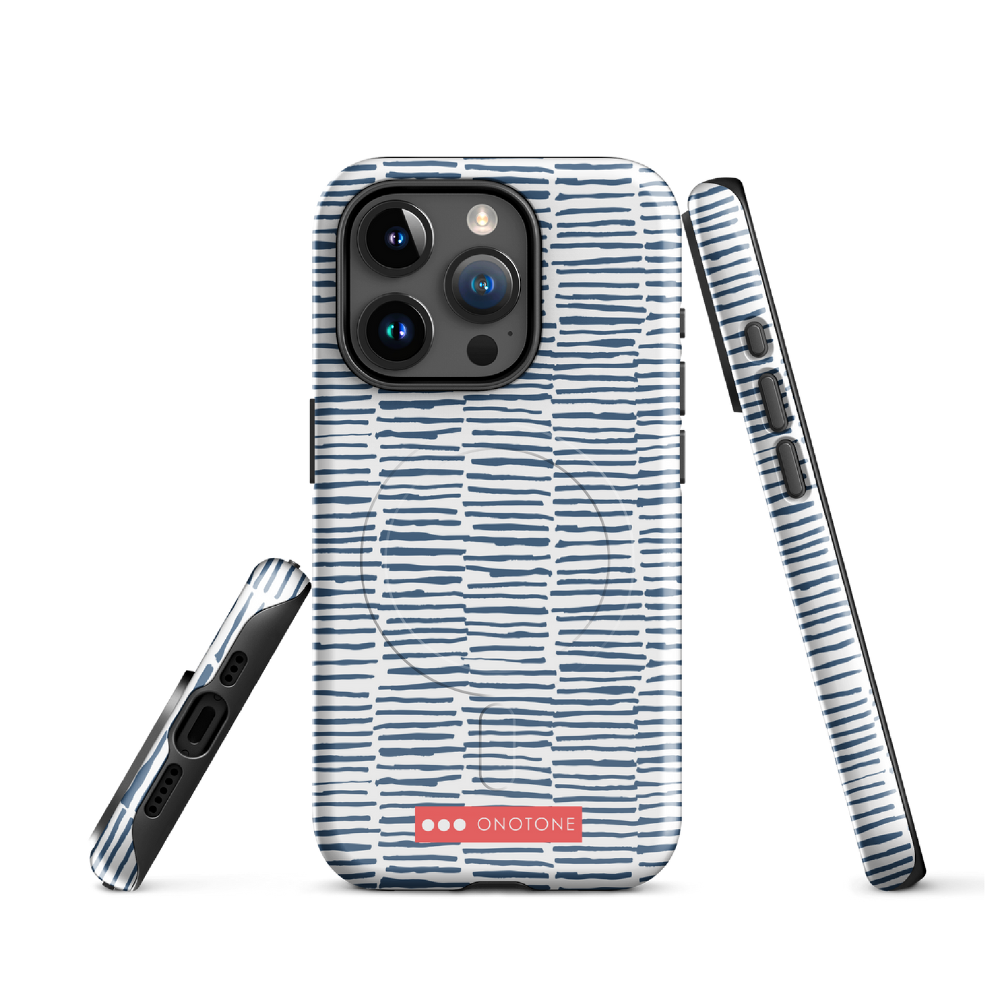 Japanese design indigo iPhone® Case with blue lines (IND-029)