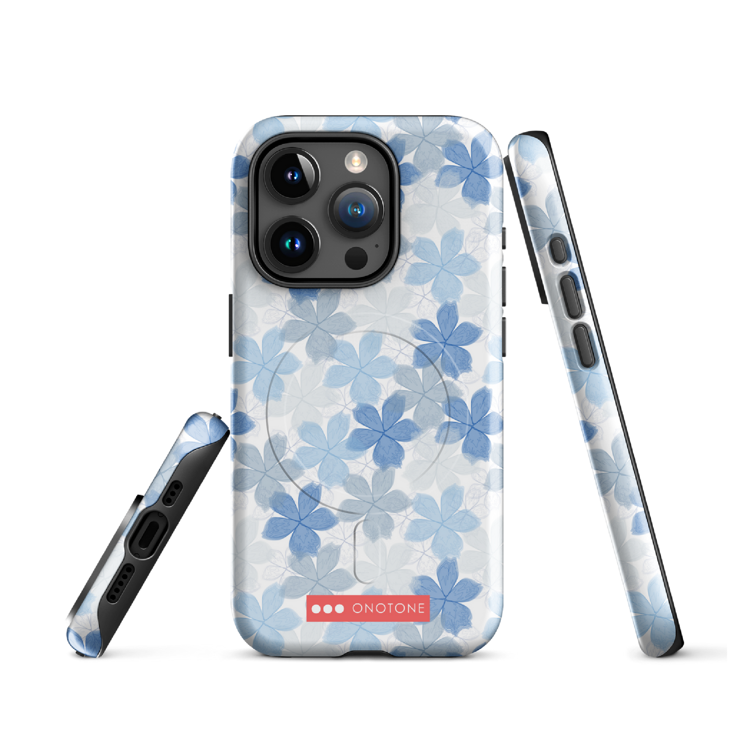 Japanese design indigo iPhone® Case with floral patterns