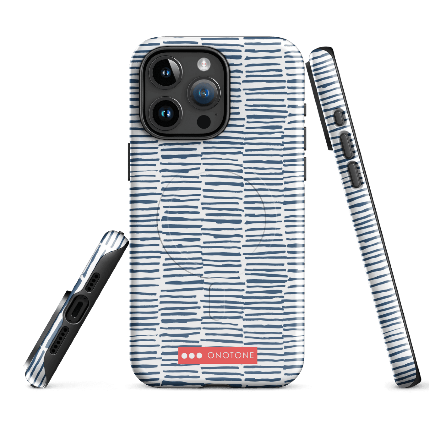 Japanese design indigo iPhone® Case with blue lines (IND-029)