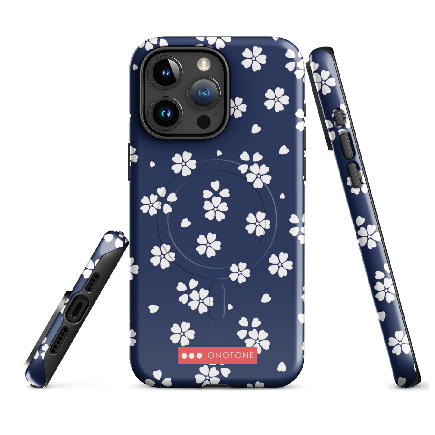 Japanese design indigo iPhone® Case with blue sakura patterns