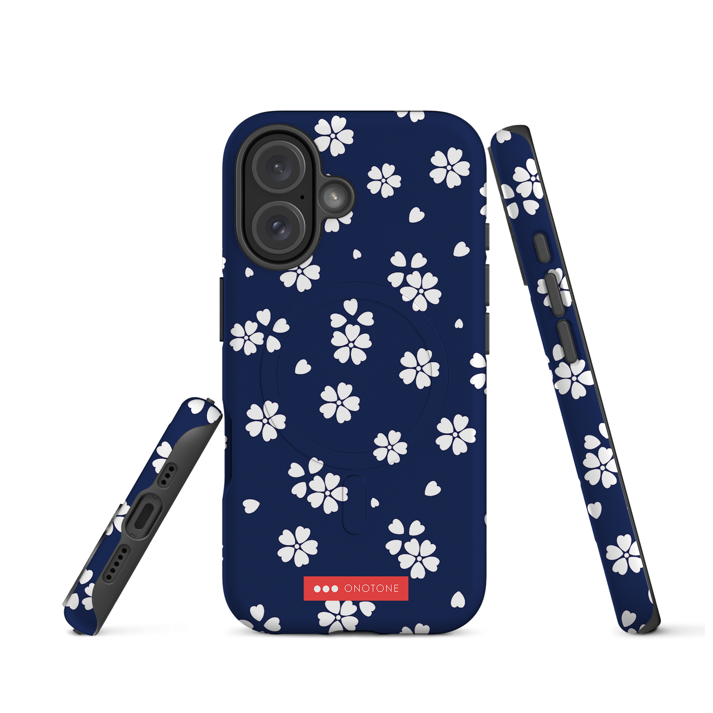 Japanese design indigo iPhone® Case with blue sakura patterns