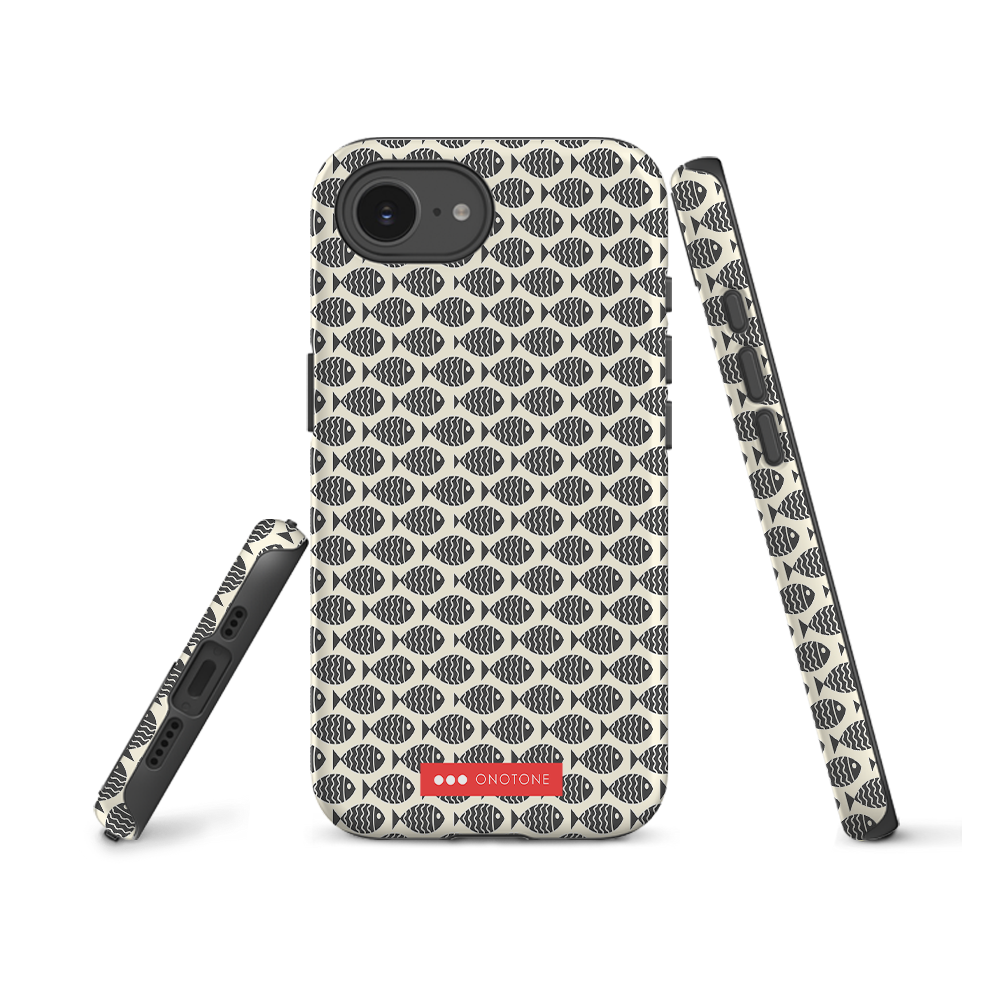Japanese design indigo iPhone® Case with fish patterns