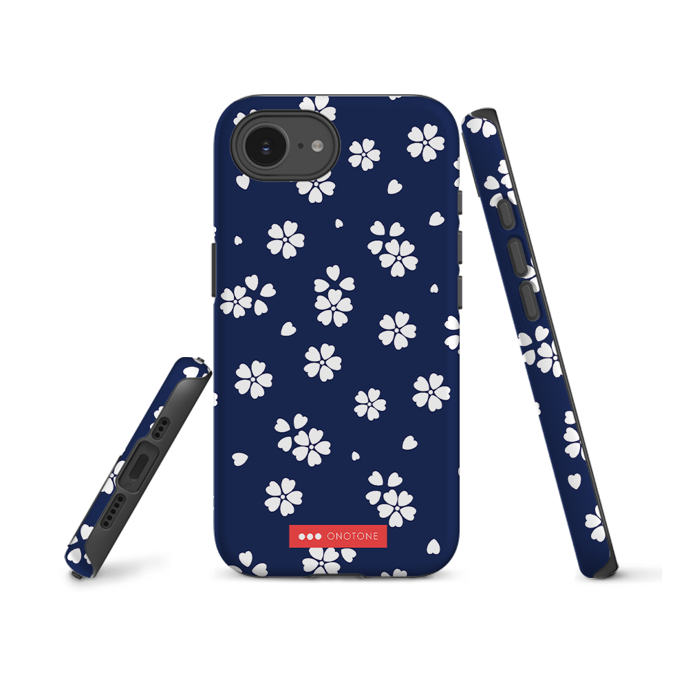 Japanese design indigo iPhone® Case with blue sakura patterns