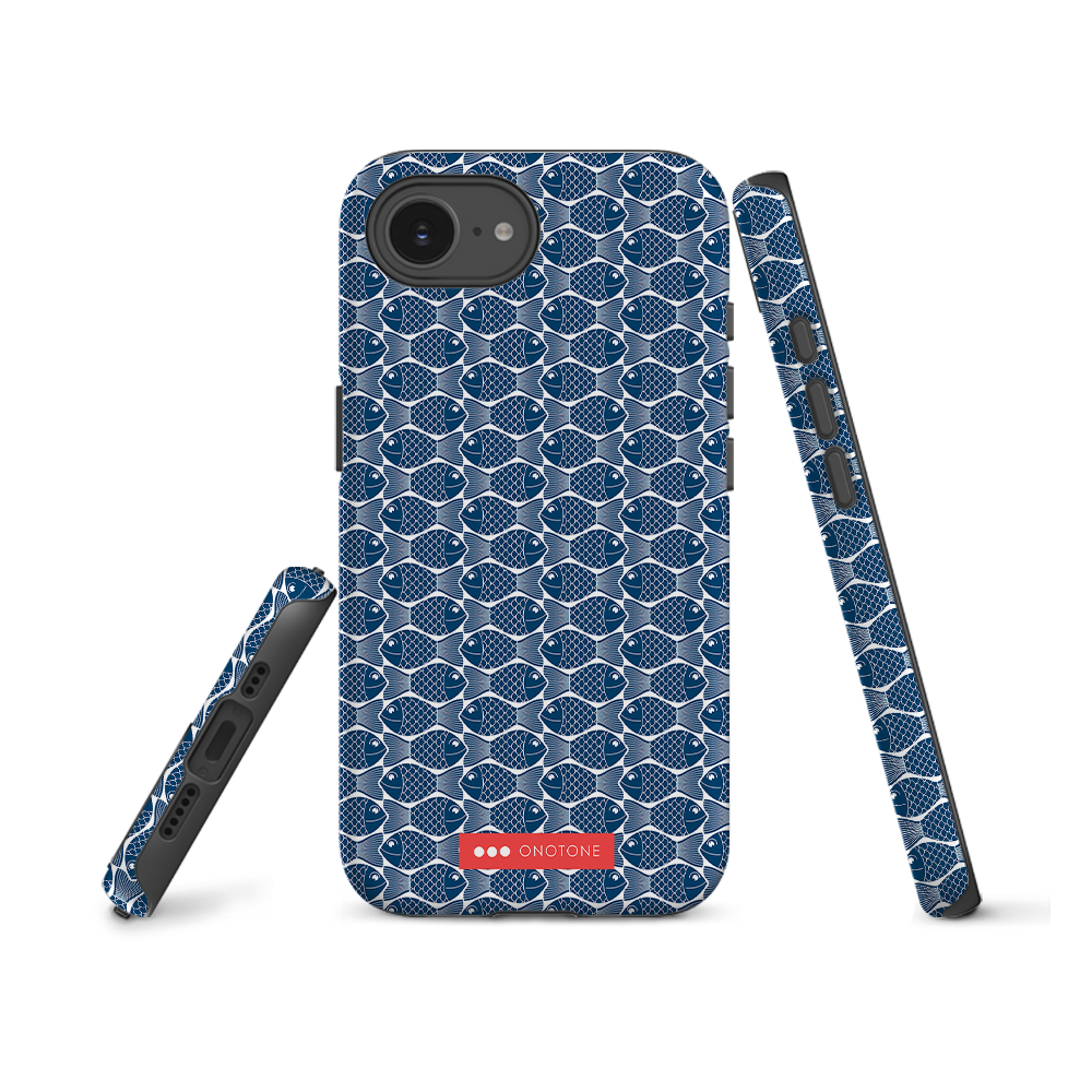 Japanese iPhone® Case with traditional Indigo fish patterns
