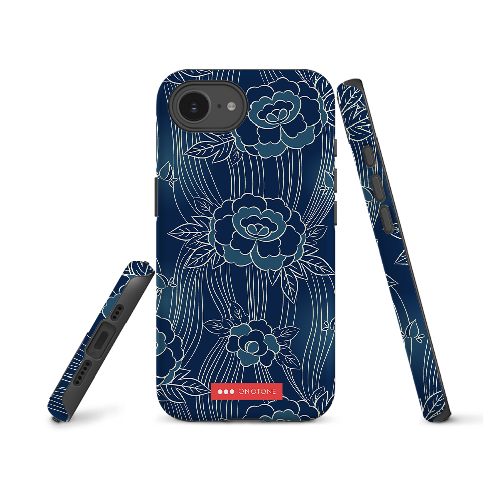 Japanese design indigo iPhone® Case with roses patterns