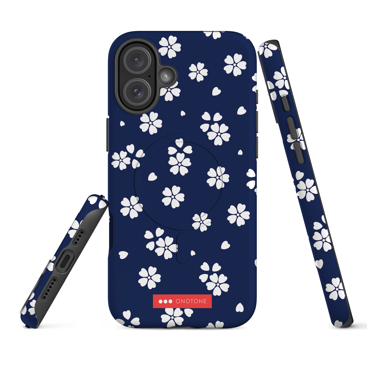 Japanese design indigo iPhone® Case with blue sakura patterns