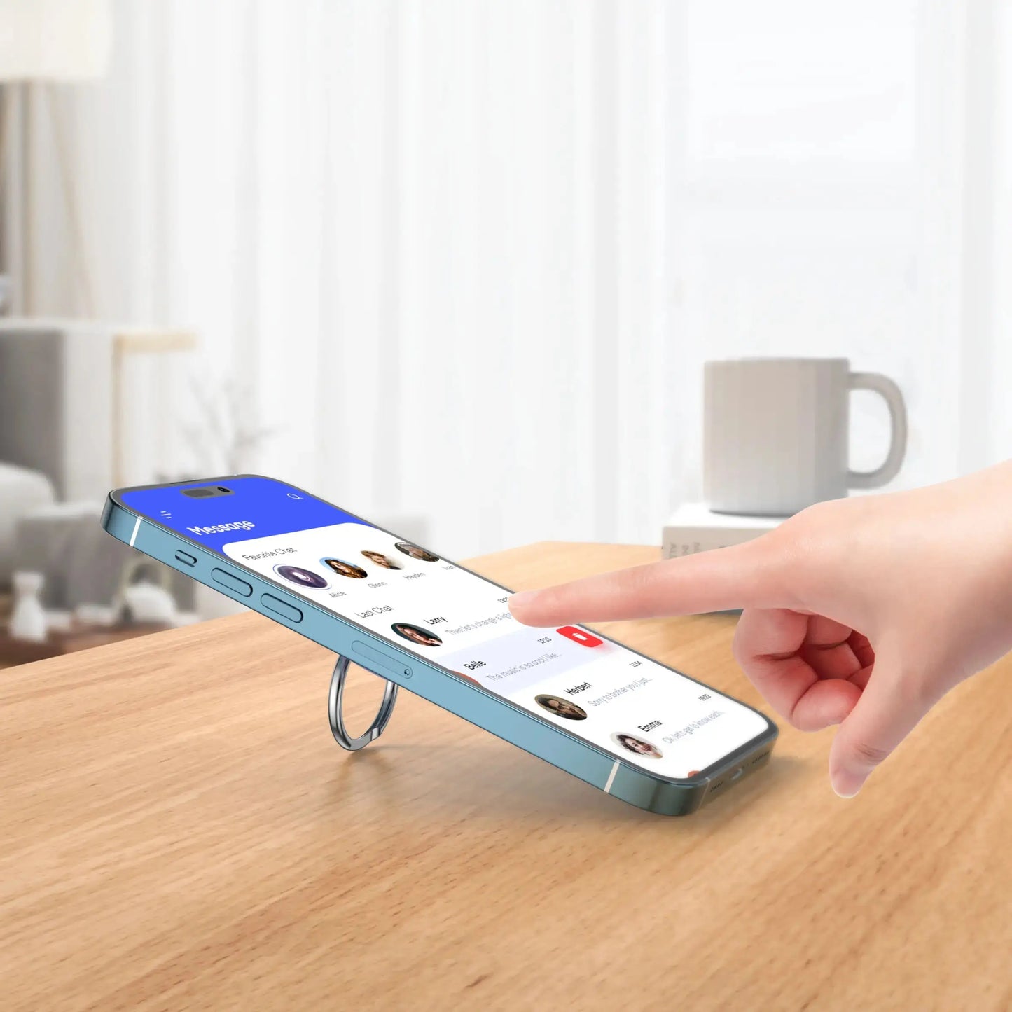 Dual Magnet Phone Ring Holder - 360° Rotation, 90° flip