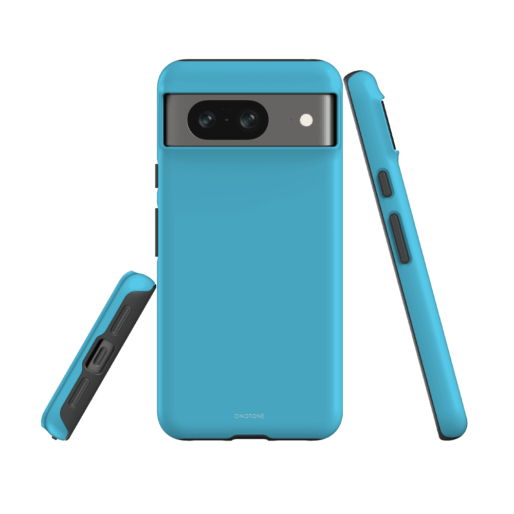 Shockproof Google Pixel Case - Pantone 305 for Pixel 6, dual-layered with TPU and polycarbonate in a bright blue tone for enhanced drop protection.