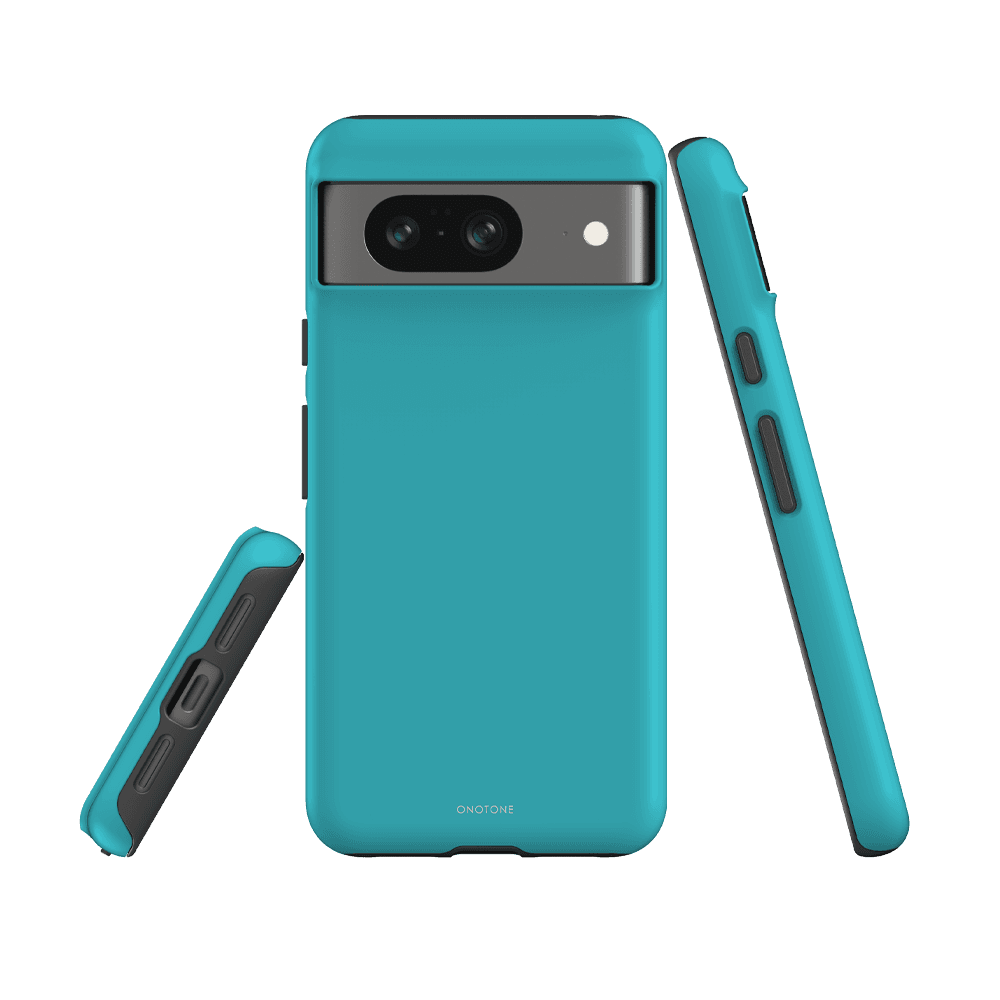 Pixel 6 Google Case - Pantone 319 with dual-layer TPU and polycarbonate construction, offering stylish cyan protection and snug fit.