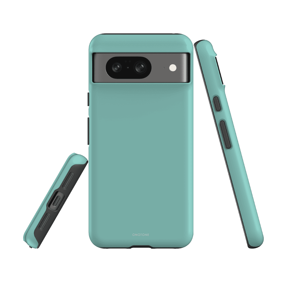 Durable mint green Google Pixel Case Pantone 332 for Pixel 6, designed with protective shell and smooth matte texture.