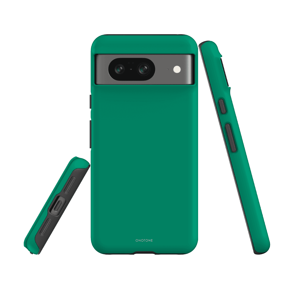 Shock-Resistant Protective Shell in Pantone 340 for Google Pixel 6, featuring dual-layer protection and raised bevel to prevent screen scratches.