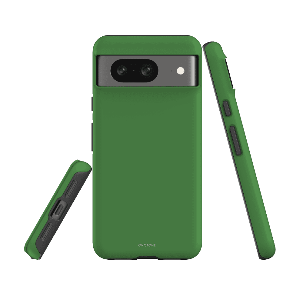 Google Pixel Case - Pantone 362 with raised edges and dual-layer shock-resistant design, tailored for camera and button accessibility.
