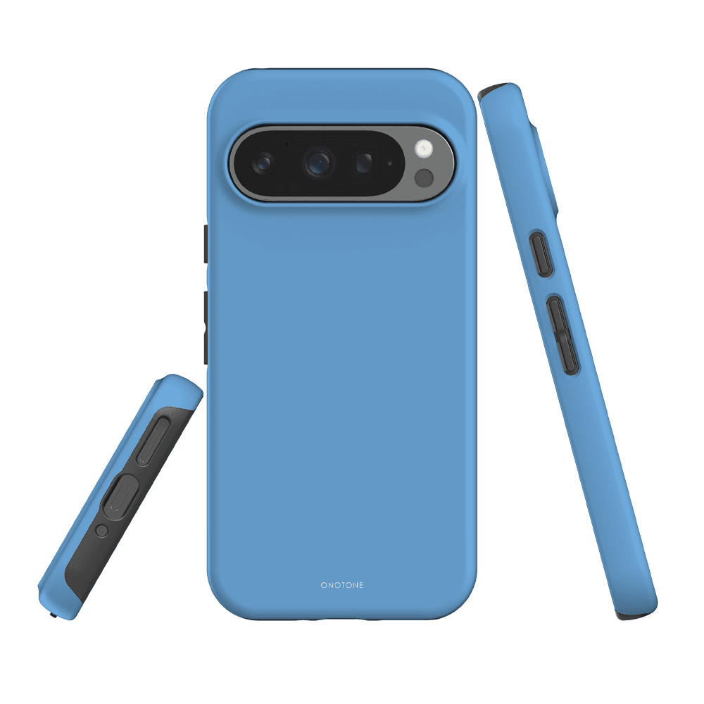 Shock-absorbing Google Pixel Case - Pantone 284 featuring TPU lining and polycarbonate shell, designed for Pixel 7.