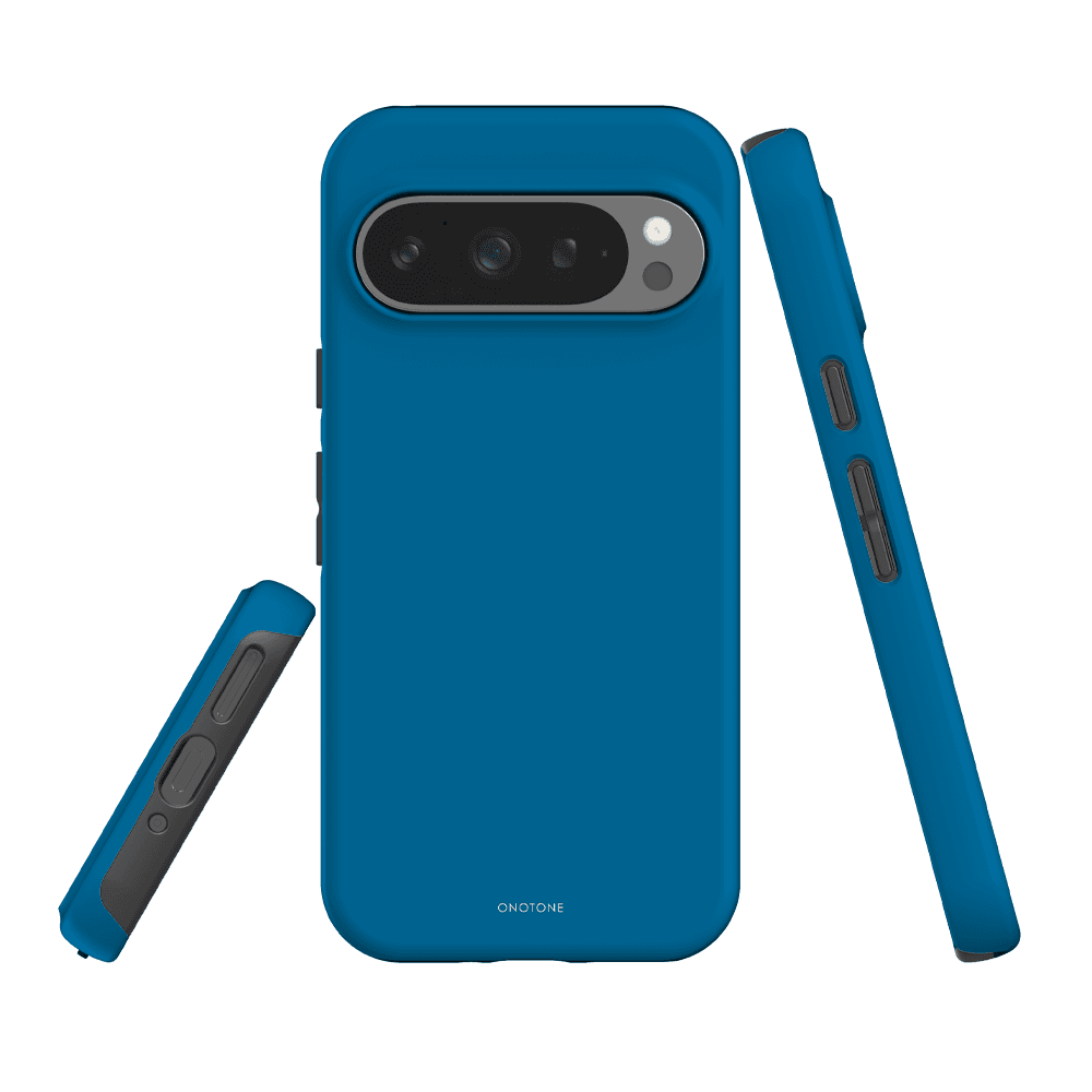 Durable Google Pixel Case - Pantone 307 for Pixel 7. Features shock-absorbing TPU and polycarbonate layers for enhanced phone protection.