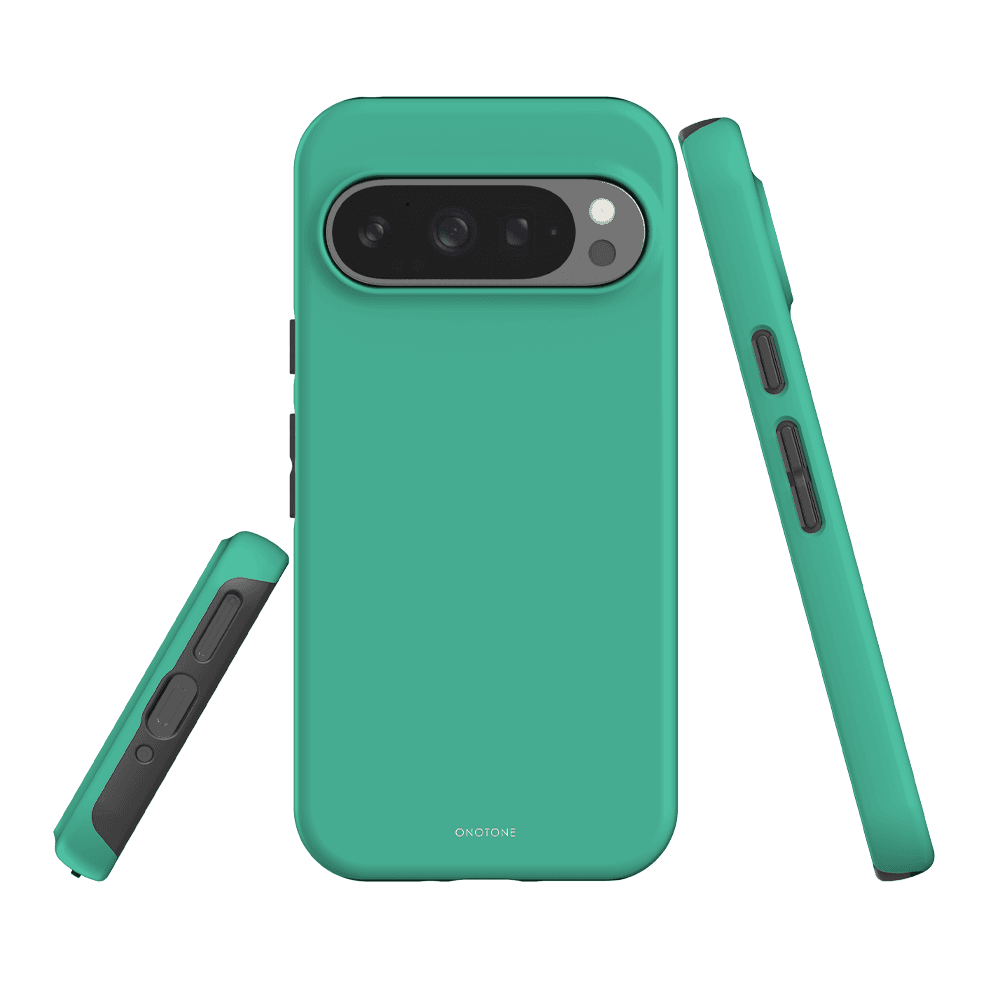 Durable Google Pixel Case in Pantone 338 with polycarbonate shell and precise cutouts for camera and buttons. Designed for impact resistance.