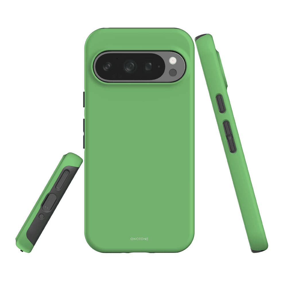 Dual-layer Google Pixel Case - Pantone 359 for Pixel 7, offering raised bevel screen protection and a vibrant green finish.