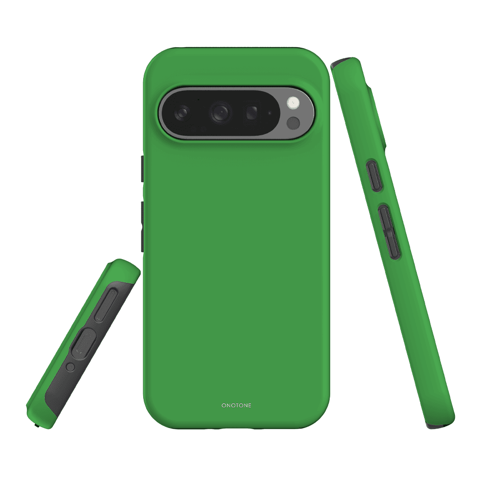Shockproof Google Pixel Case - Pantone 361 for Pixel 7 Pro, featuring dual-layered impact-resistant build in solid green color.
