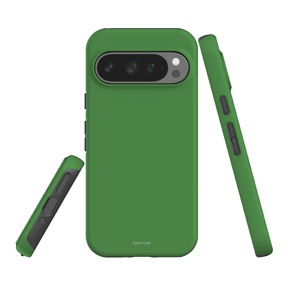 Shock-resistant Google Pixel Case - Pantone 362 with raised bevel edges and durable dual-layer protection for enhanced impact absorption.