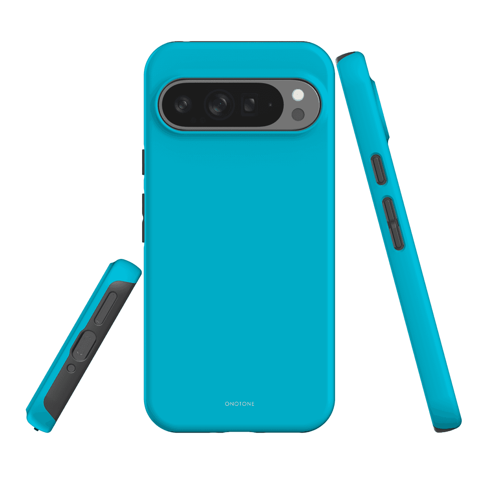 Google Pixel Case - Pantone 311 with dual-layer protection for Pixel 7 Pro. Features raised bevel and shock-resistant TPU lining.