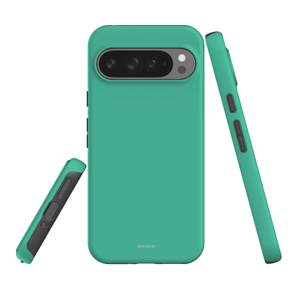 Google Pixel Case - Pantone 338 with dual-layer protection and shock-absorbing TPU lining. Features raised bevel for screen safety.