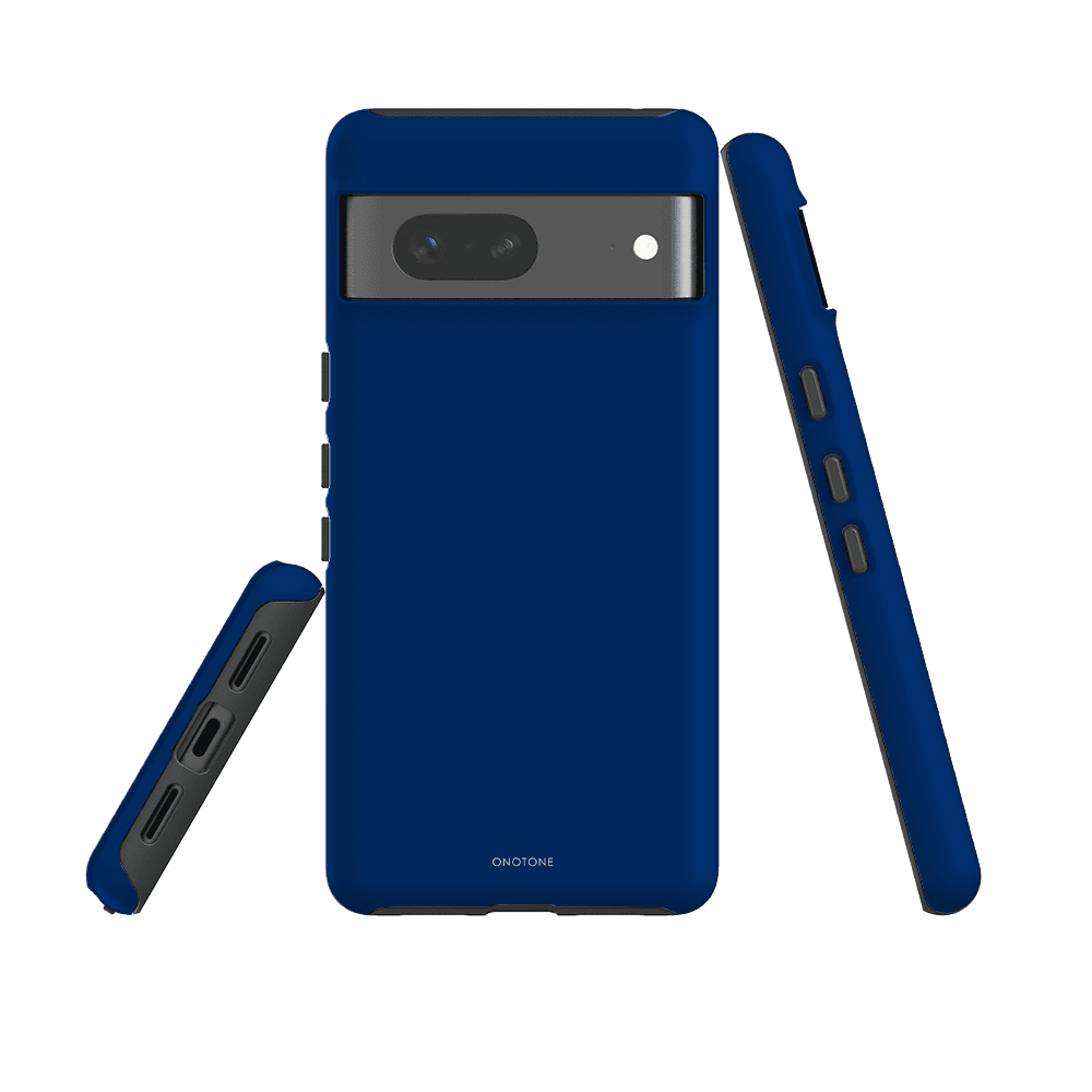 Shockproof Google Pixel Case - Pantone 294 for Pixel 6a. Dual-layer protection with soft TPU interior and hard shell exterior for drop defense.