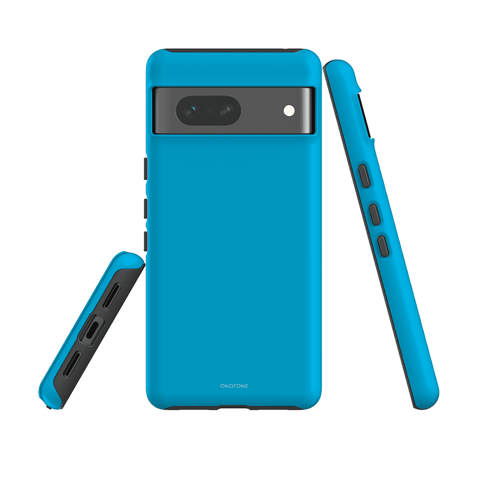 Google Pixel Case - Protective Pantone 306 for Pixel 6a. Slim, shock-resistant design with Pantone 306 finish and button covers.