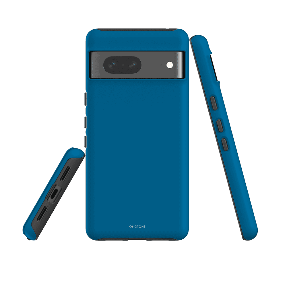 Protective Google Pixel Case - Pantone 307 for Pixel 6a. Combines durable materials with a slim profile for everyday drop and scratch defense.