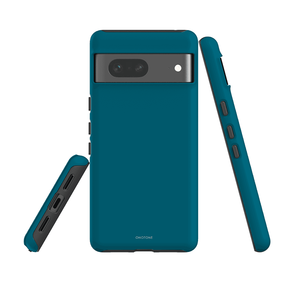 Shock-resistant Google Pixel Case in Pantone 315, fits Pixel with single rear camera, includes TPU lining and raised screen protection.