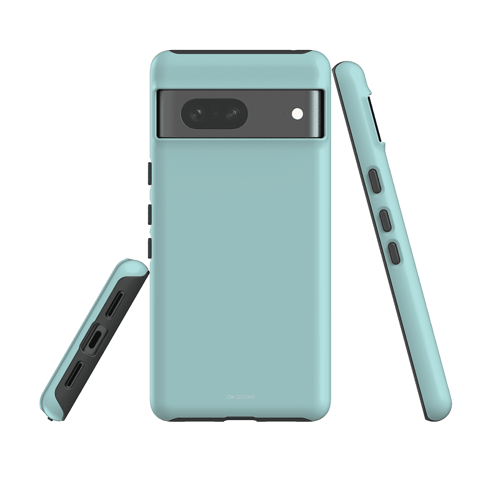 Protective Google Pixel Case - Pantone 317 in light blue, designed for impact resistance and a perfect fit with raised camera cutout.