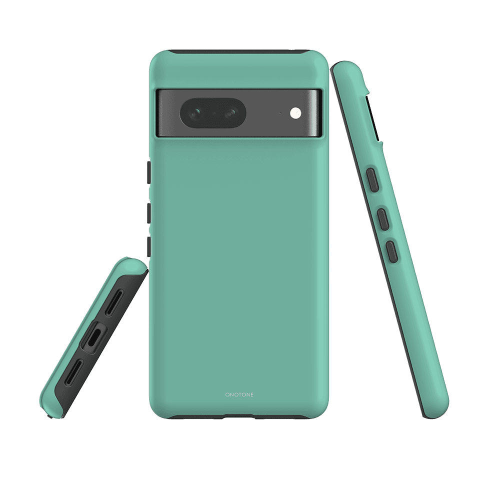 Protective Google Pixel Case - Pantone 337 with TPU lining and polycarbonate shell, tailored for Pixel model with dual-lens rear camera.
