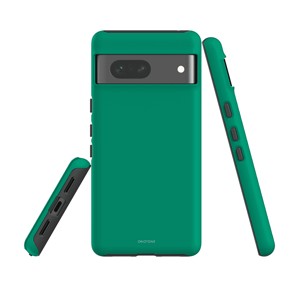 Pantone 340 Shock-Resistant Protective Shell for Google Pixel 5, offering dual-layered durability and raised edges to guard against screen damage.