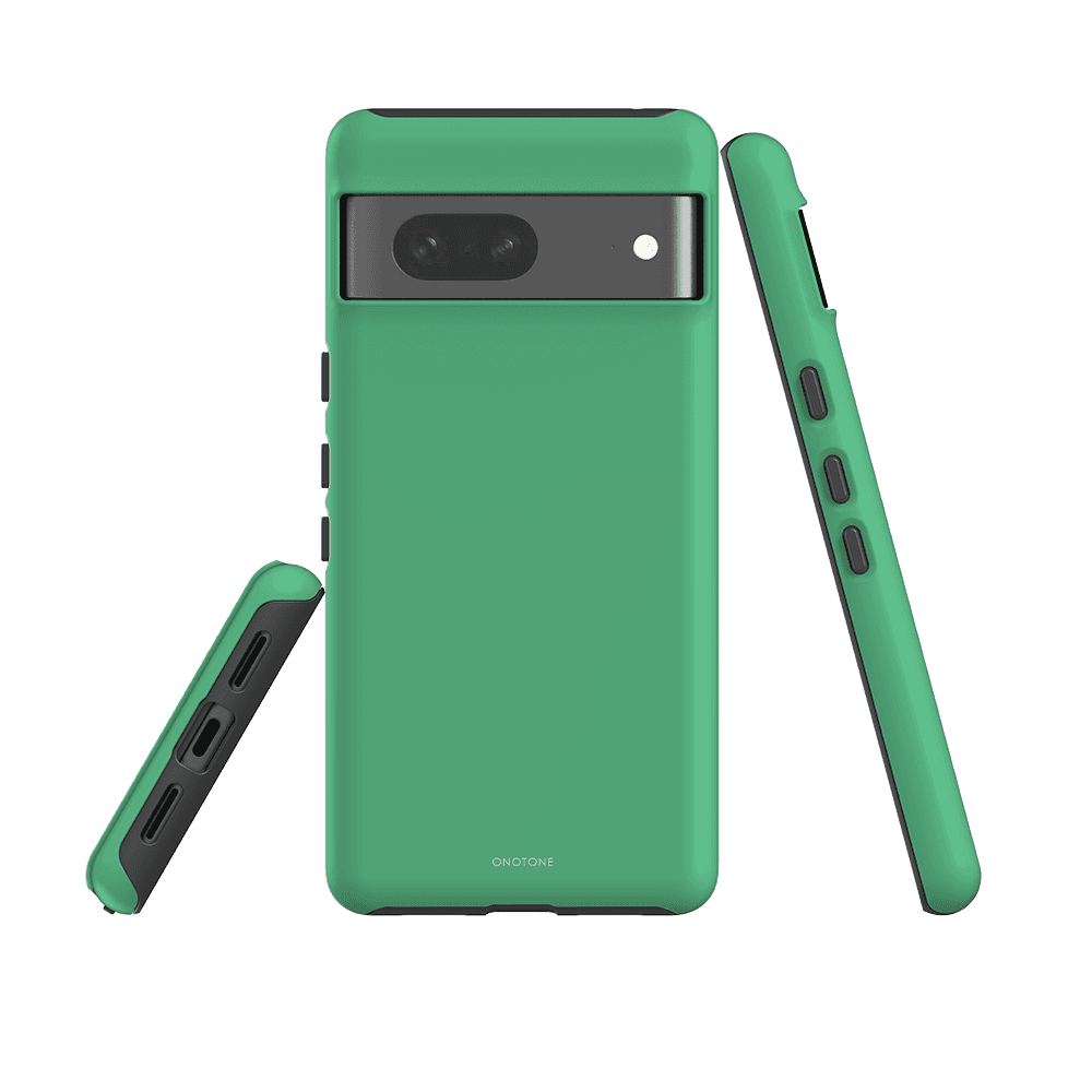 Google Pixel 6a Case in Pantone 353 green, offering shockproof dual-layer protection and raised bevel for screen and camera safety.
