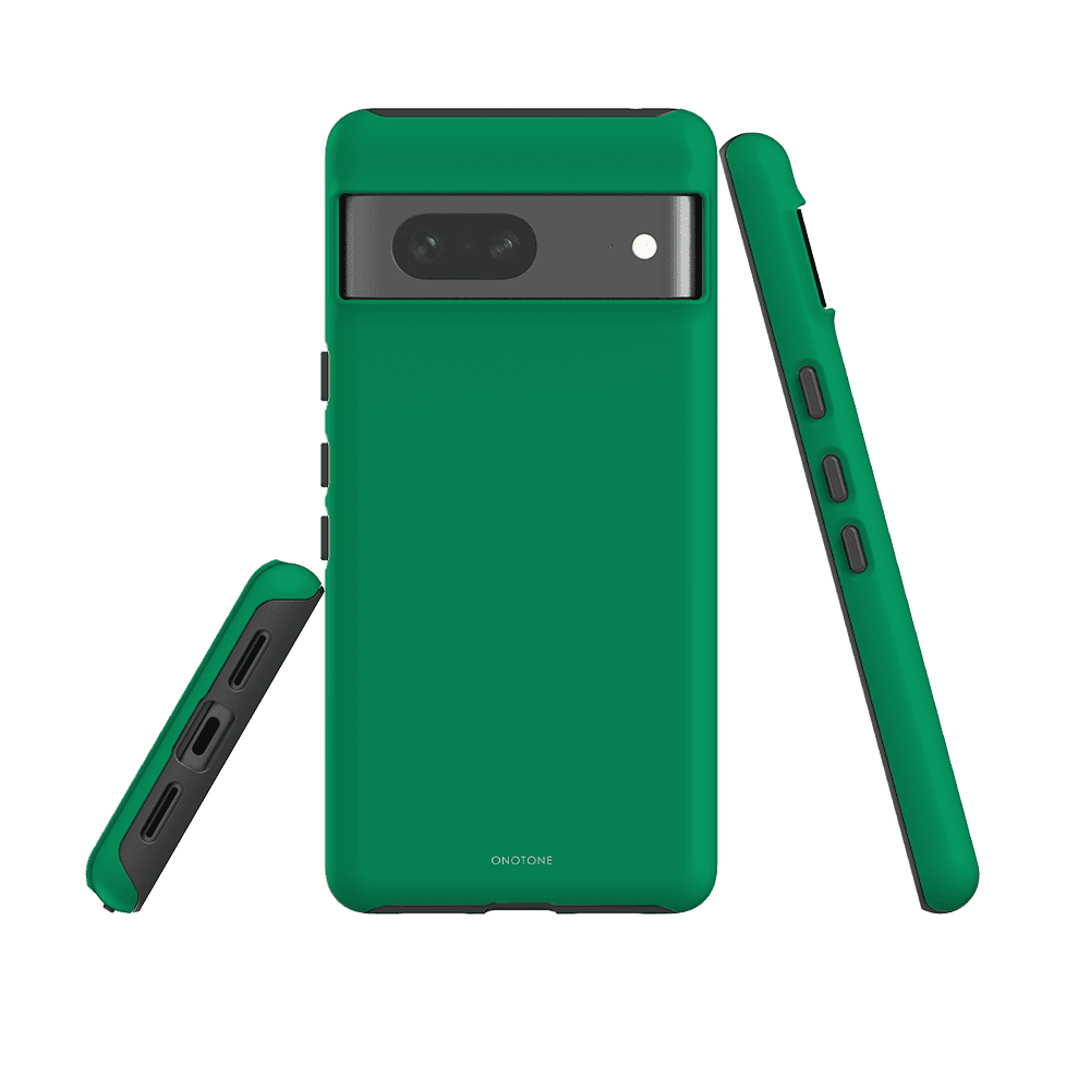 Google Pixel Case Pantone 355 - Dual-layered Protection for Pixel 6 Pro with ergonomic grip, raised edges, and vibrant green tone.