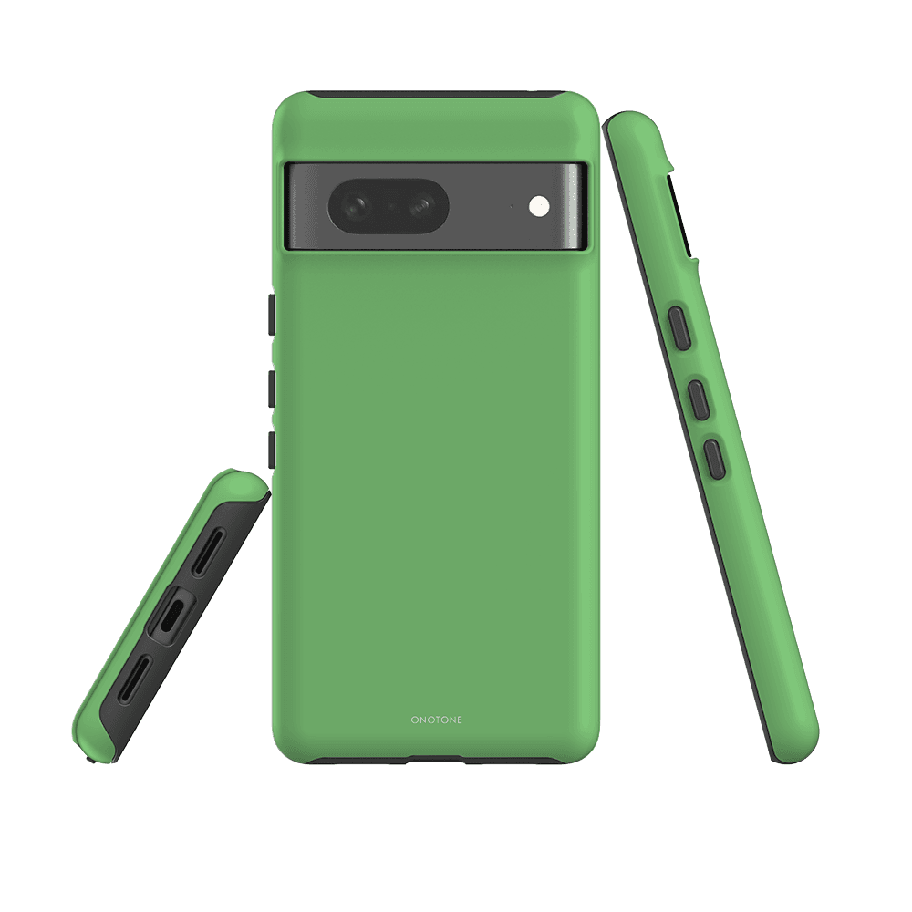Durable Google Pixel Case - Pantone 359 for Pixel 5, featuring a sleek green design, tactile button covers, and dual-layer defense.