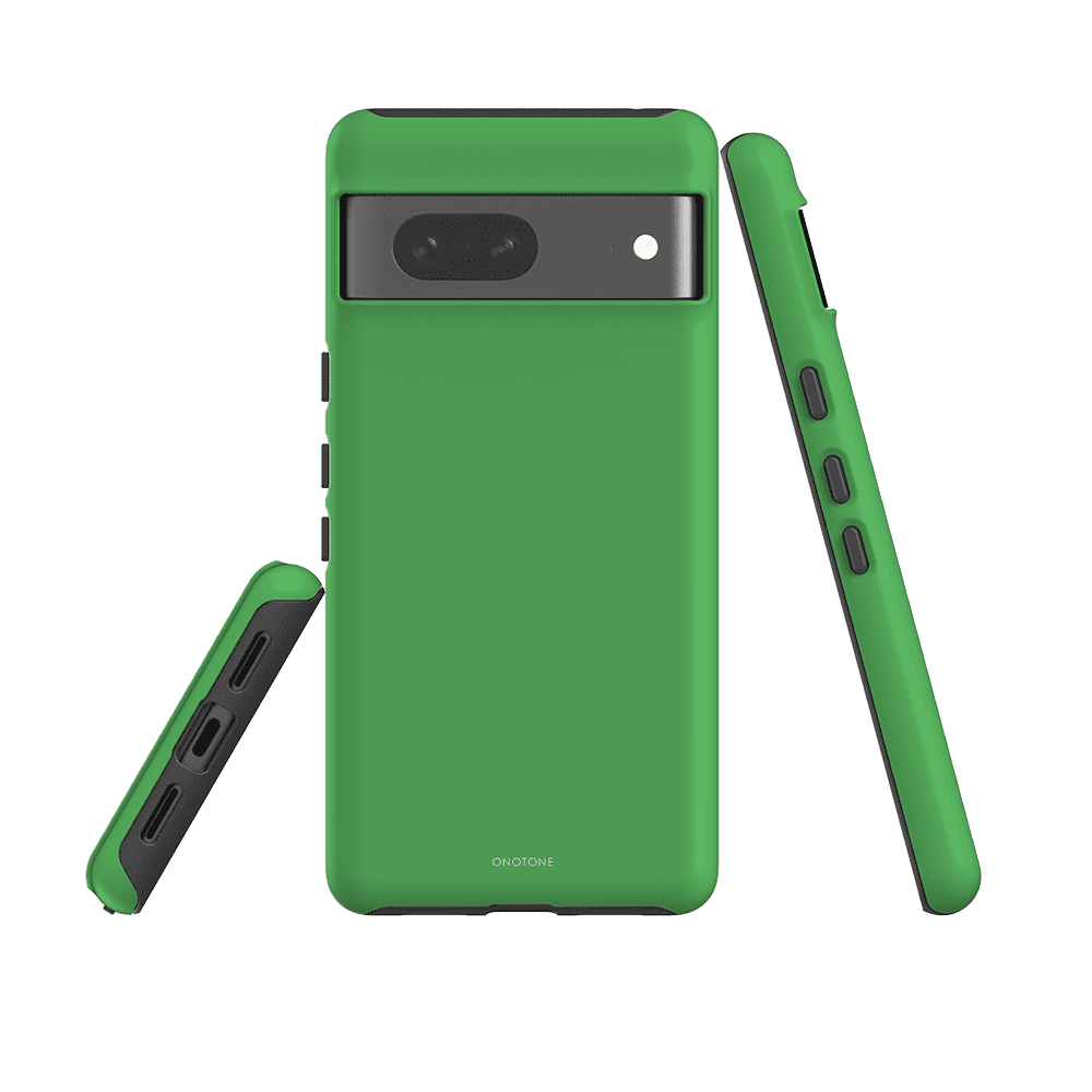 Google Pixel Case - Pantone 360 for Pixel 6a. Slim green case with impact-resistant shell and tactile side buttons.