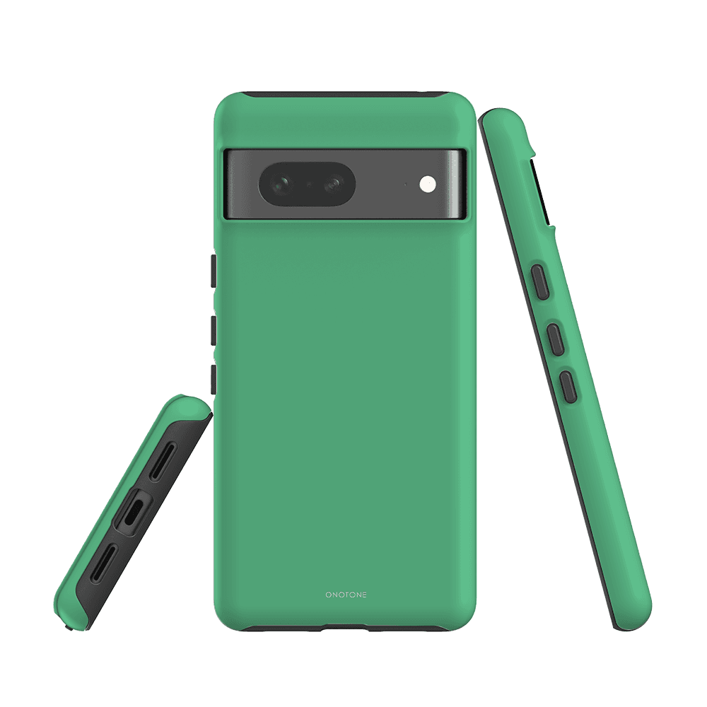 Shockproof Pantone 353 green Google Pixel Case for Pixel 6a, dual-layer construction with precise cutouts and scratch-resistant surface.