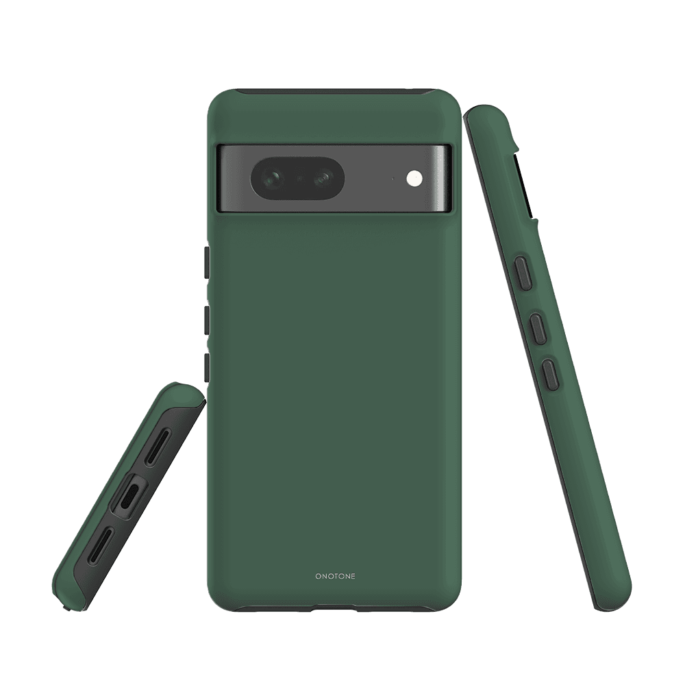 Protective Google Pixel Case - Pantone 357 for Pixel 5a, with dual-layer design and elevated edges to guard screen and camera.