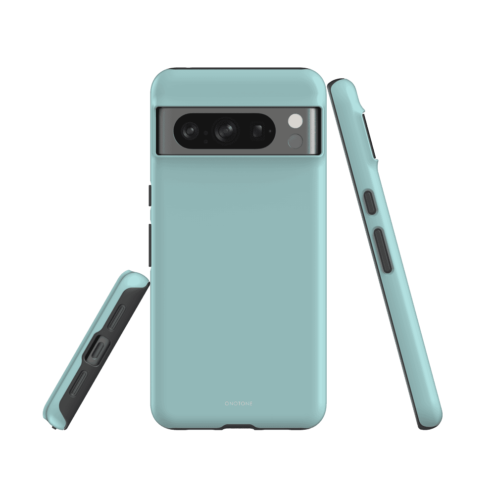 Shock-resistant Google Pixel Case - Pantone 317 in pastel blue, showcasing dual-layer design for enhanced drop protection.