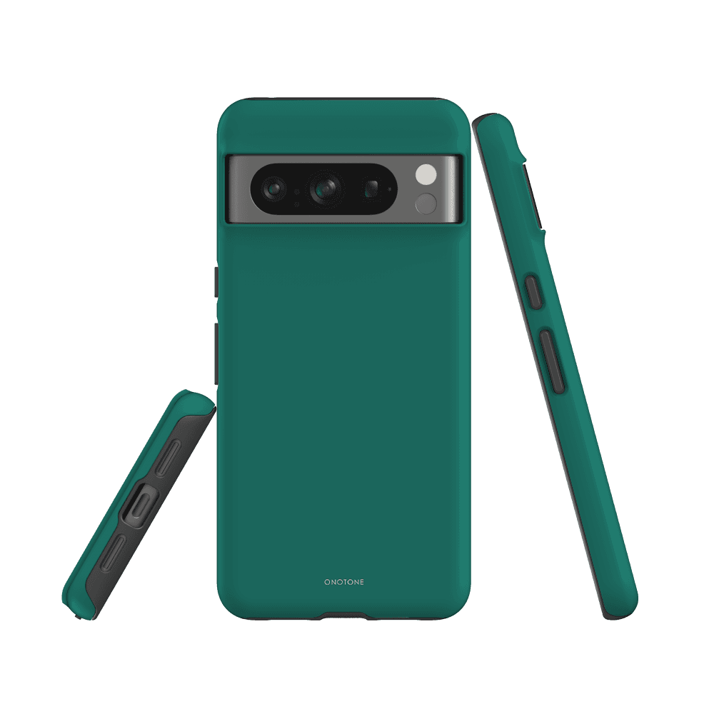 Google Pixel 7 Pro case in Pantone 335 with dual-layered shock-absorbing design. Features precise cutouts and raised bevel for screen safety.
