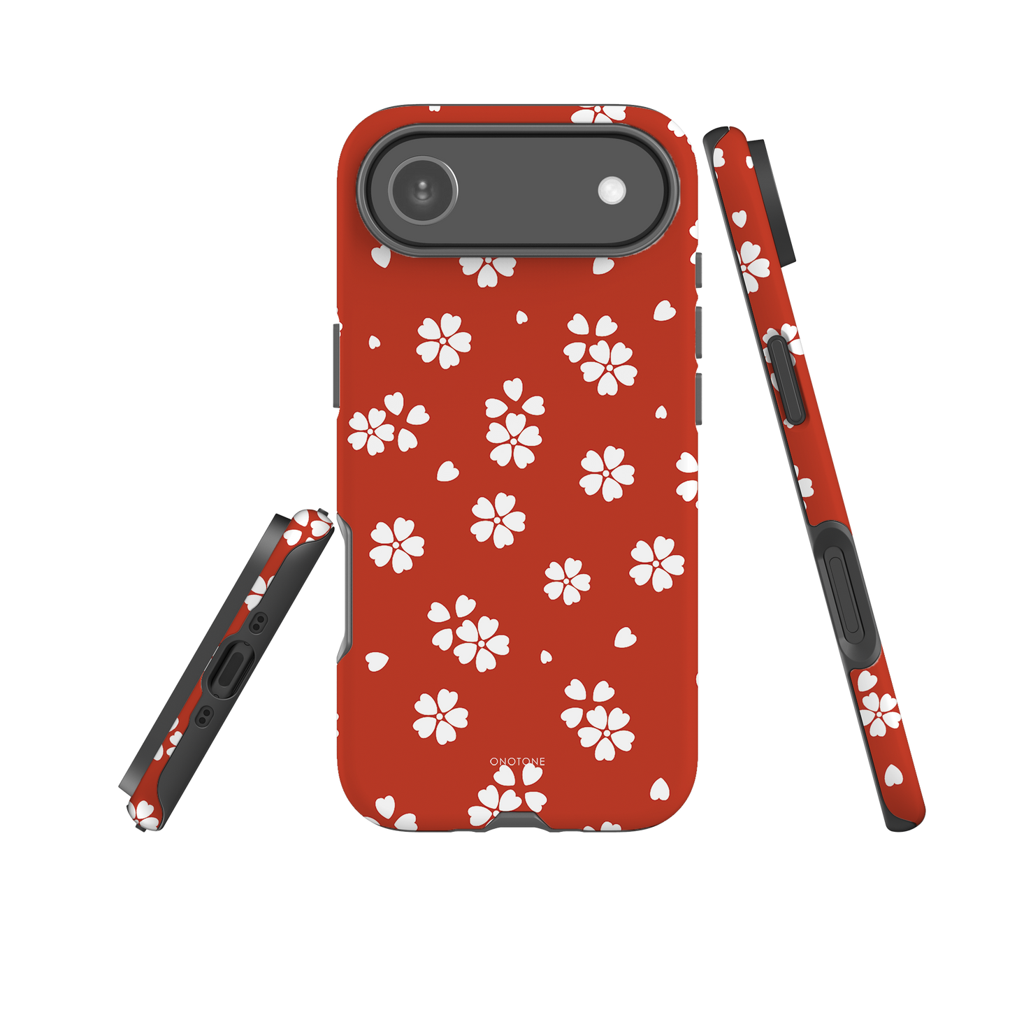 Japanese design indigo iPhone® Case with red floral patterns (IND-007)