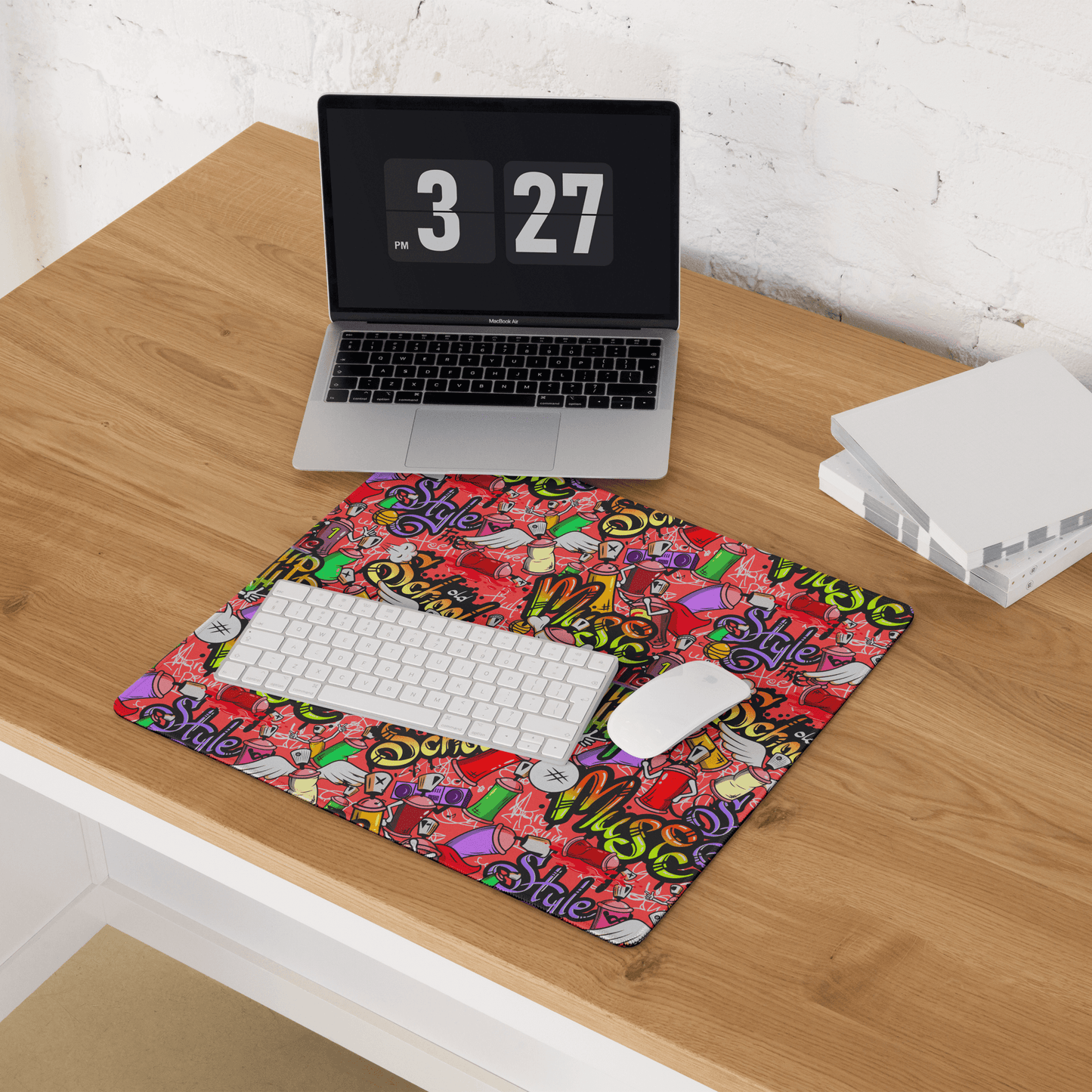 graffiti art desk pad with colorful street design