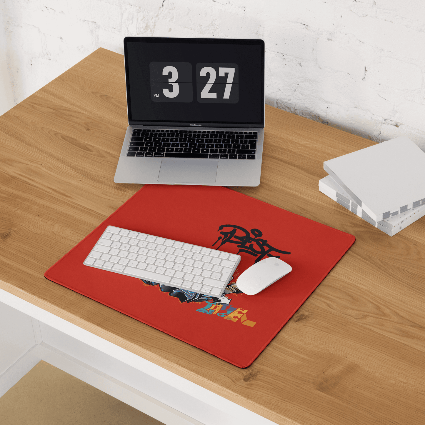 graffiti art desk pad with colorful street design