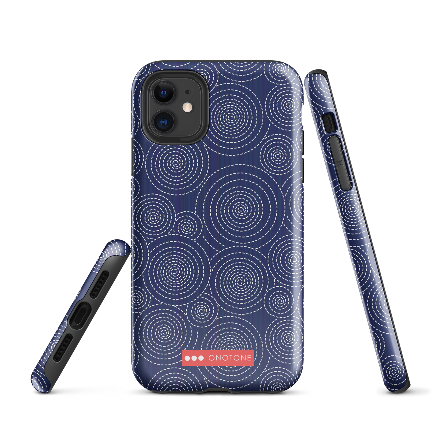 Japanese design indigo iPhone® Case with circular patterns